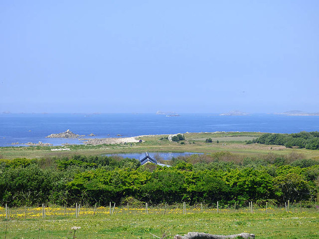 View of St. Agnes pool from the road to the lighthouse