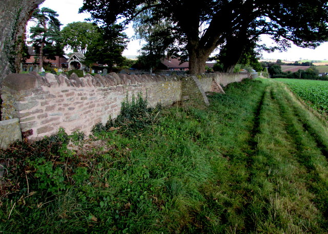 Buttressed stone wall in Brampton Abbotts, Herefordshire
