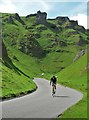 SK1382 : Cycling down Winnats Pass by Neil Theasby