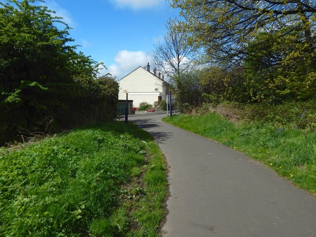 Cycle path approaching the road