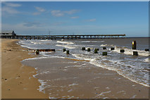 TM5491 : Claremont Pier and remains of old jetty by Bob Jones
