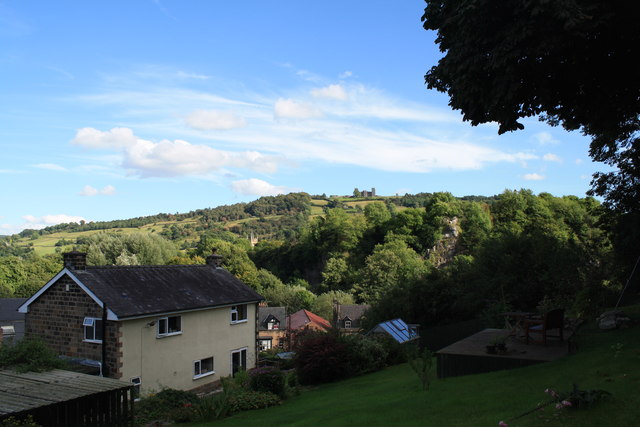 View towards Riber Castle from above Holt Lane