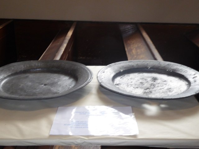 A display of 19th century pewter plate