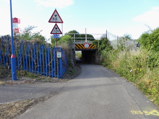 Low, narrow road under the railway