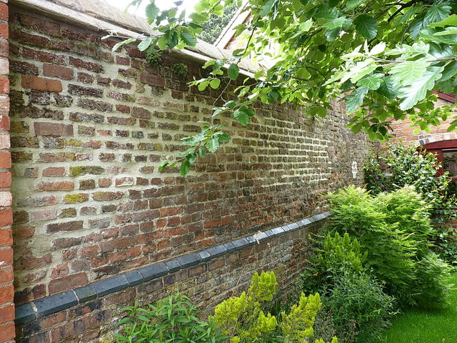 Short section of former kitchen garden wall at Apley Castle