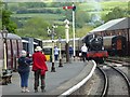 Steam train approaching Winchcombe Station