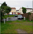 Metal barrier across a recreation ground entrance, Malpas, Newport