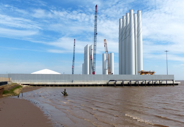 Wind turbine sections at the Alexandra Dock