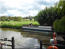 TQ5337 : Canal boat jetty at Groombridge Place by Marathon