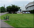 Green bench near Bridgend Bowls Centre