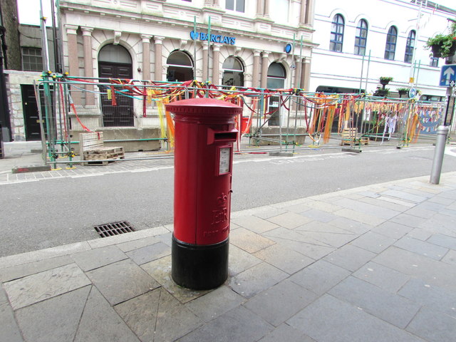Queen Elizabeth II pillarbox in Bridgend town centre