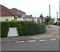 Telecoms cabinet in a hedge on a Cwmbran corner