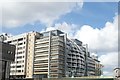 View of buildings on the South Bank from the top deck of a City Cruises vessel 