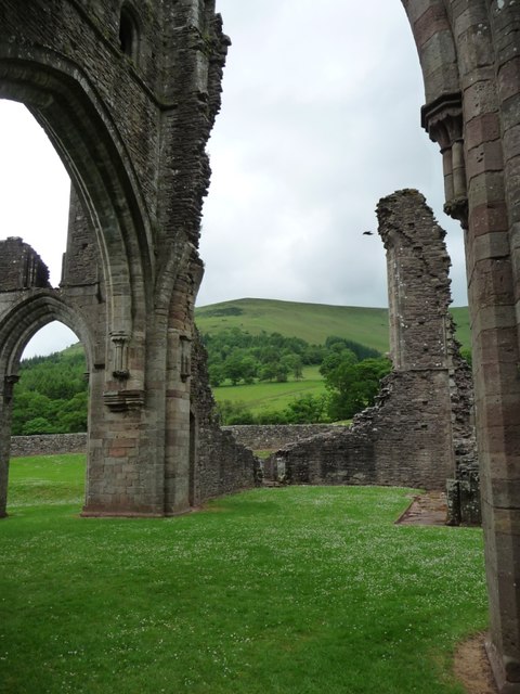 North transept from the south transept, Llanthony Priory