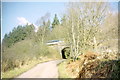 Train on Nith Valley line crossing the minor road from Carronbridge to Durisdeer