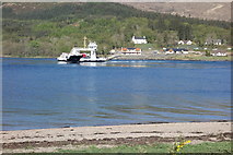 NN0263 : The Corran Ferry leaves Nether Lochaber by Peter Jeffery