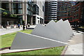 View of the "fan" mechanism on the Fan Bridge in Floating Pocket Park in the Paddington Basin