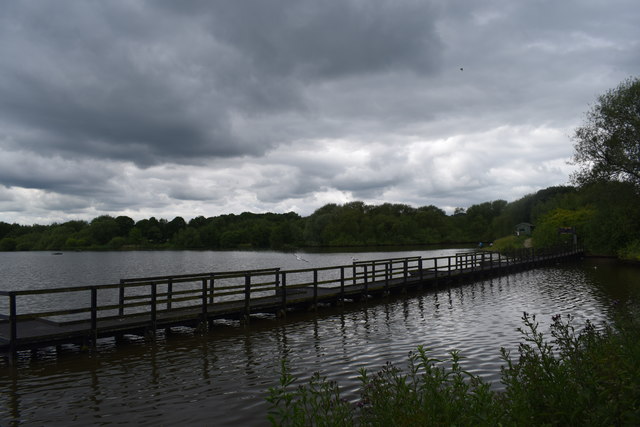 Fishing platform at Worsbrough reservoir.