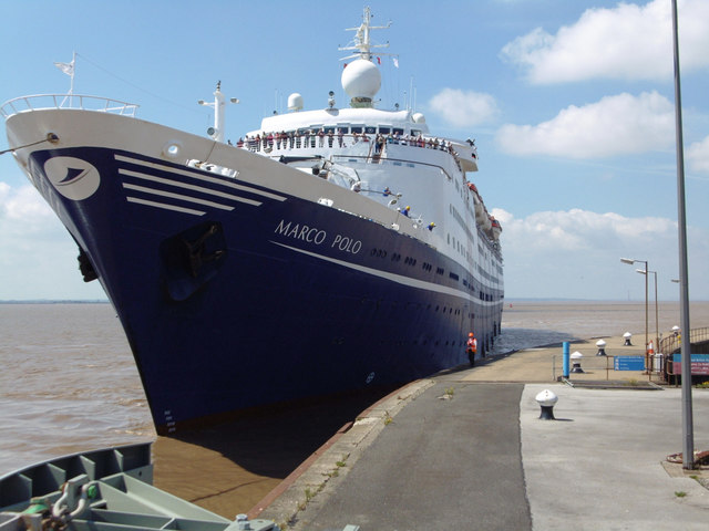 The Marco Polo enters King George Dock, Hull
