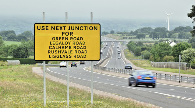 Temporary information sign, Bruslee near Ballynure (June 2017)