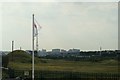 View of blocks of flats in Thorpe Bay/Southend East from the coastal path at Shoeburyness