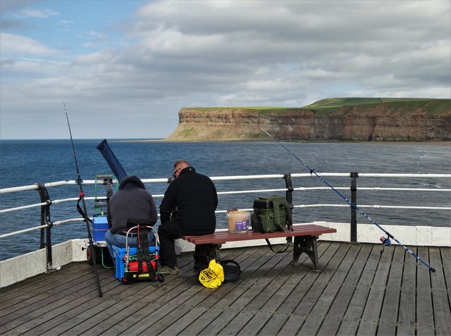 Anglers at the end of Saltburn's pier