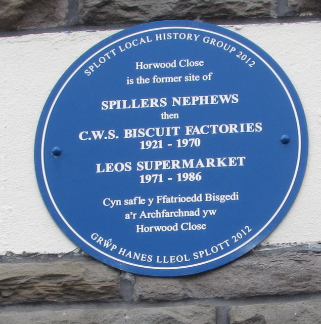 Blue plaque on a Vale Road wall, Splott, Cardiff