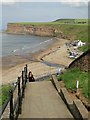 NZ6621 : Steps to the shore from Saltburn cliffs by Neil Theasby