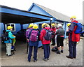 Hard hats on, ready for the tour at Geevor tin mine