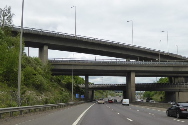 Motorway bridges at M25 junction 21 © David Smith :: Geograph Britain ...