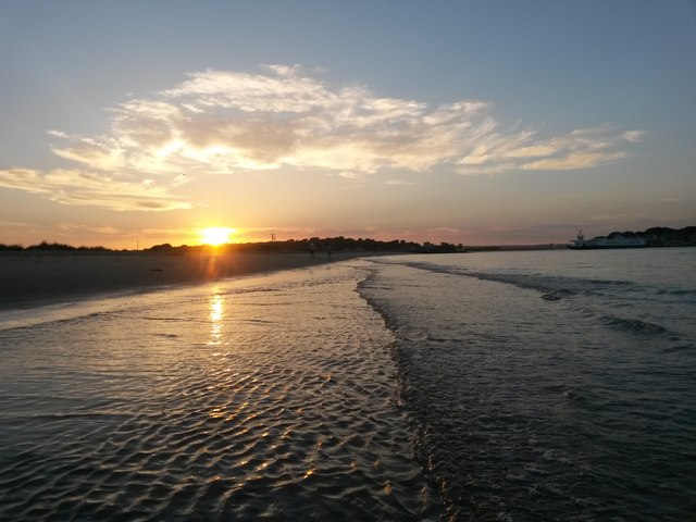 Shell Bay: the shoreline at sunset