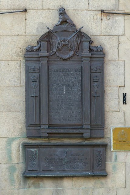 War memorial plaque, former Belper UDC offices