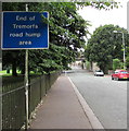 End of Tremorfa road hump area sign, Cardiff