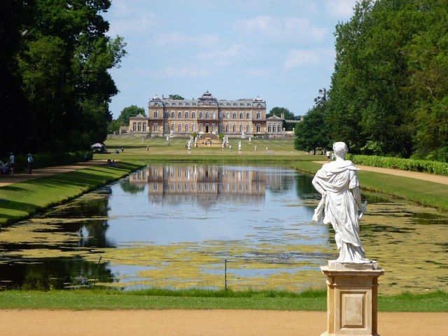 Statue looking over Long Water at Wrest Park