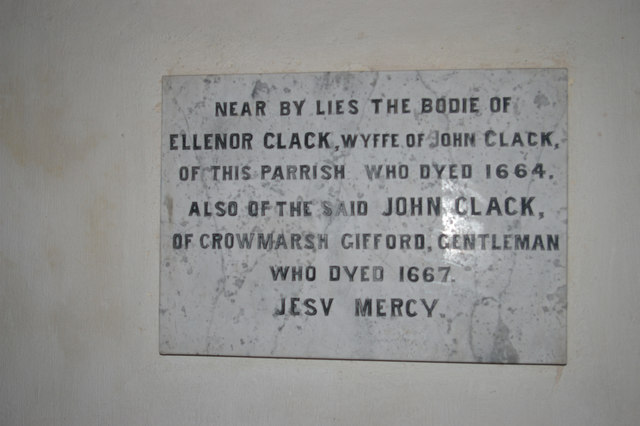 Clack family memorial, parish church of St Mary Magdalene, Crowmarsh Gifford