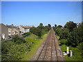 Railway line heading east from Morecambe