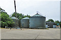 Grain silos near Thurston Hall