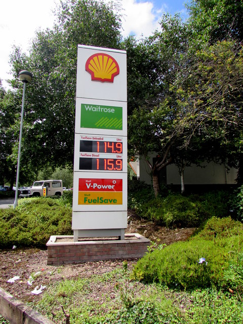 Waitrose Shell fuel prices, Llanfoist
