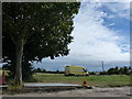 A van on the A38, passing a layby