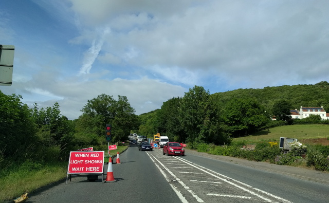 Road works traffic restrictions on the A38