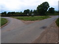 Road junction and grass triangle