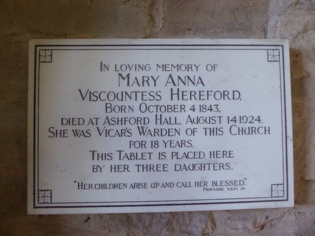Memorial to Mary Anna Viscountess of Hereford