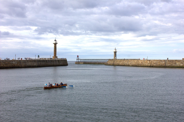 Whitby. Rowing in the estuary