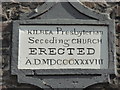 Plaque, Kilrea Presbyterian Seceding Church