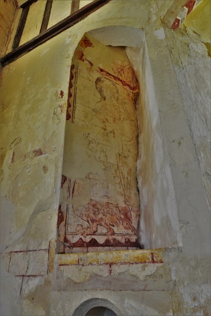 Hailes Old Church: Early c14th wall painting, St. Margaret of Antioch