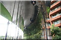 View of the reflection of mirrors in the ceiling in Gasholder Park