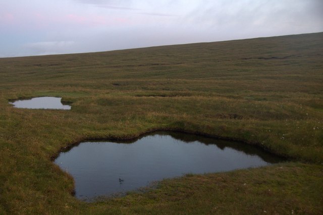 Moorland pools at Toolie, Hermaness, at dusk