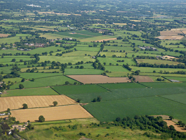 Farmland near Mobberley from the air