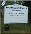 Sign outside St Catherine