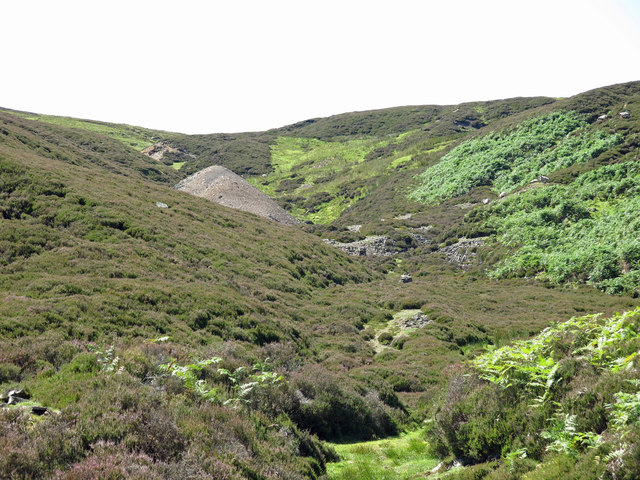 Lead mine spoil heaps in the cleugh of Manorgill Sike